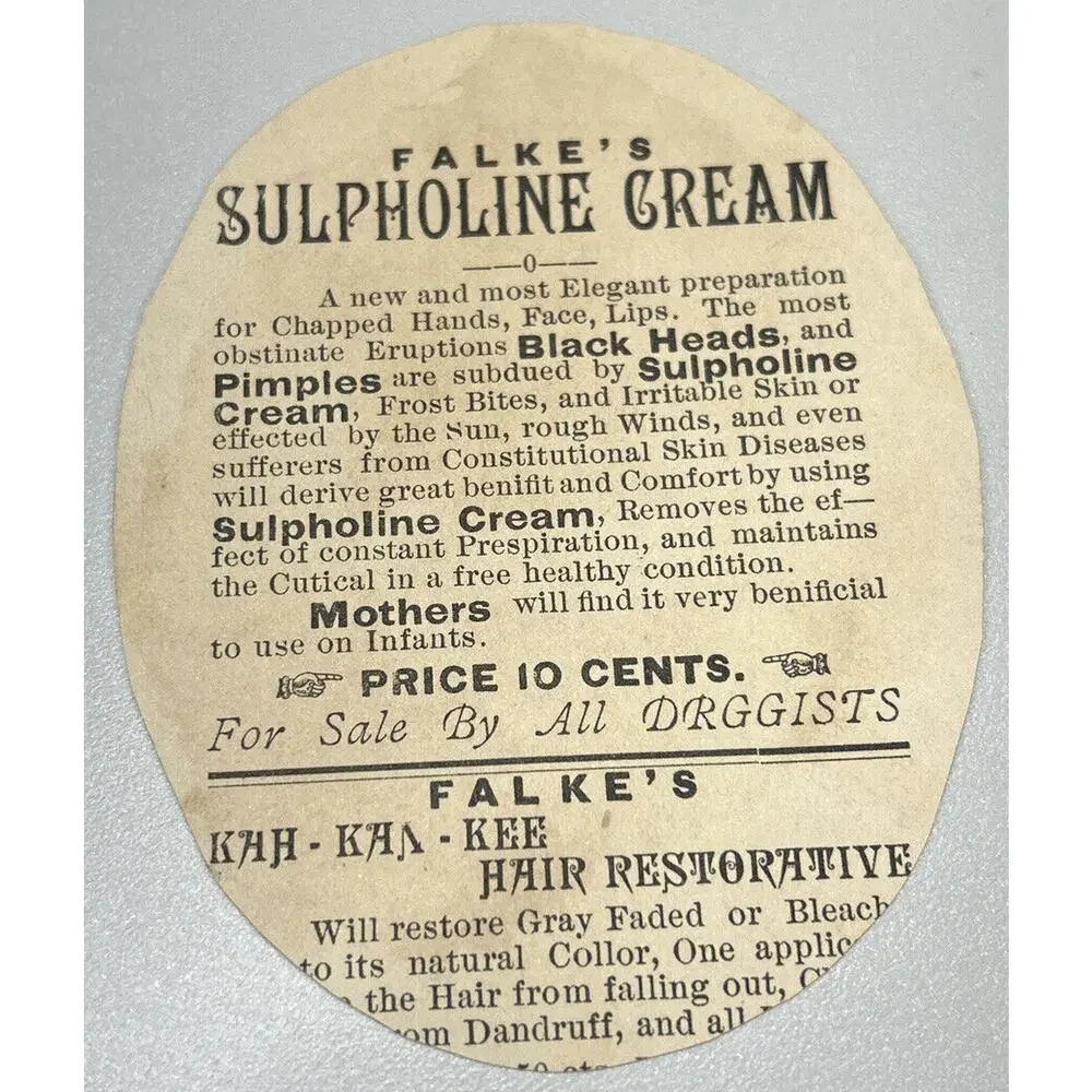 Vintage Falke's Sulpholne Cream Advertising Trade Card PB23‎